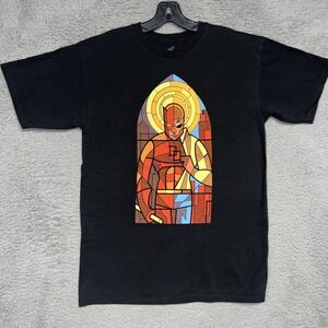 TeeFury Daredevil Hells Kitchen Savior T Shirt Sz M Black Stained Glass Tee Fury